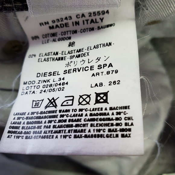 Diesel Zinc Jeans Made In Italy Size 30x34 NWT - Picture 12 of 13